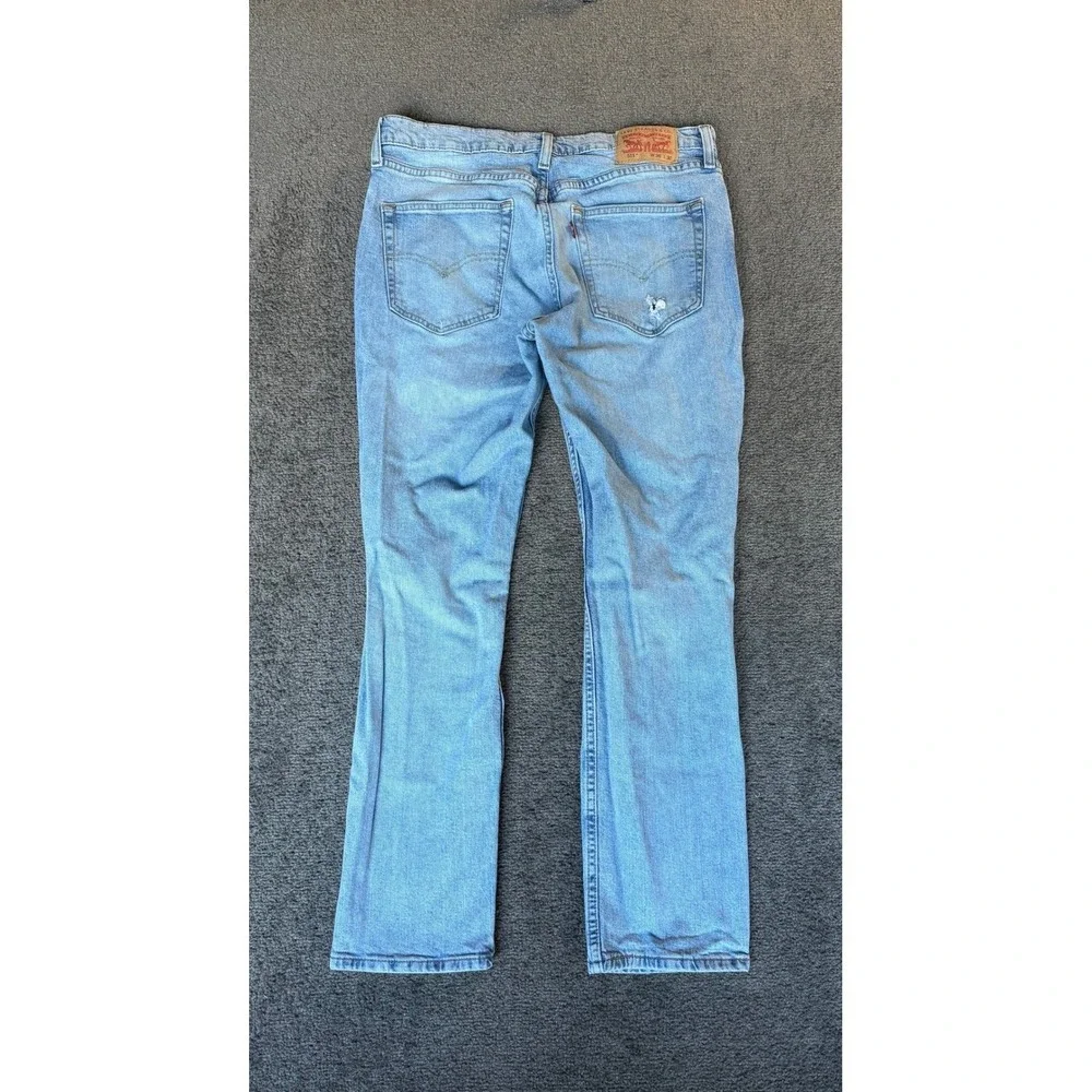 Levis 511 Distressed Light Wash Straight Leg Jeans Mens 36x30 Blue‎ WaterLess